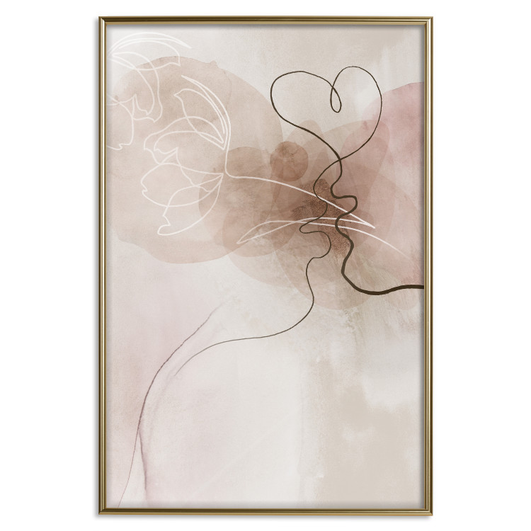 Poster Tangled in Dreams - line art of a couple kissing on an abstract background 132200 additionalImage 21