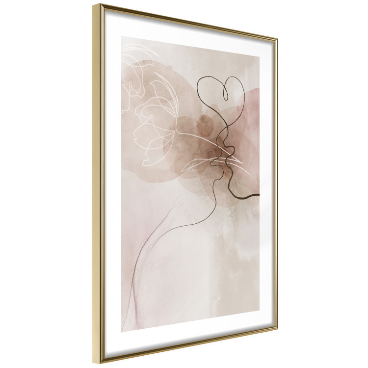 Poster Tangled in Dreams - line art of a couple kissing on an abstract background 132200 additionalImage 9