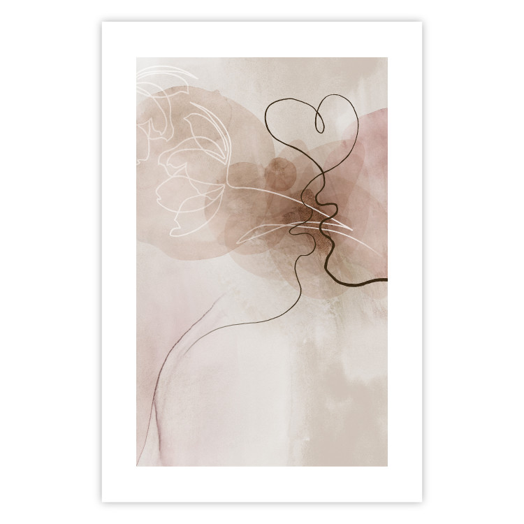 Poster Tangled in Dreams - line art of a couple kissing on an abstract background 132200 additionalImage 19