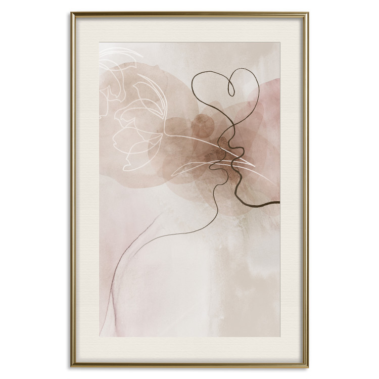 Poster Tangled in Dreams - line art of a couple kissing on an abstract background 132200 additionalImage 20