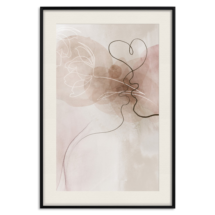 Poster Tangled in Dreams - line art of a couple kissing on an abstract background 132200 additionalImage 19