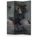 Room Divider Screen All in Feathers (3-piece) - abstraction with a woman among birds 132600