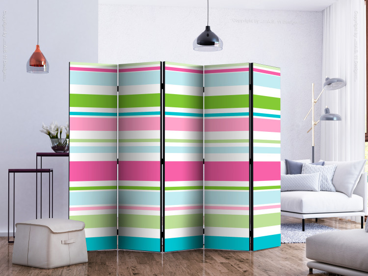 Folding Screen Bright Stripes II (5-piece) - composition in colorful horizontal stripes 132700 additionalImage 2