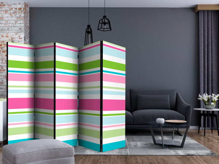 Folding Screen Bright Stripes II (5-piece) - composition in colorful horizontal stripes 132700 additionalImage 4