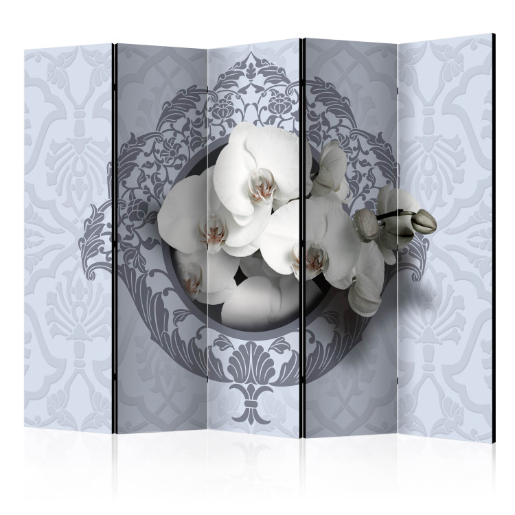 Room Separator Orchids: Royal Pattern II (5-piece) - elegant pattern in flowers 132800