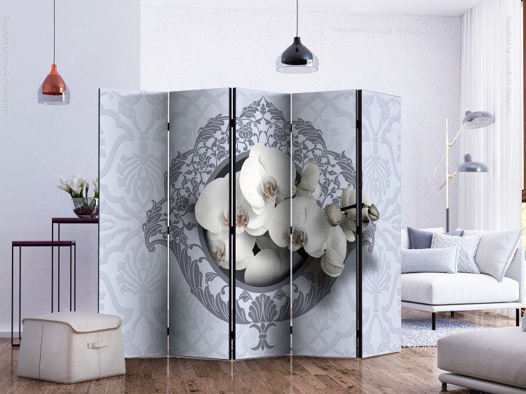 Room Separator Orchids: Royal Pattern II (5-piece) - elegant pattern in flowers 132800 additionalImage 2
