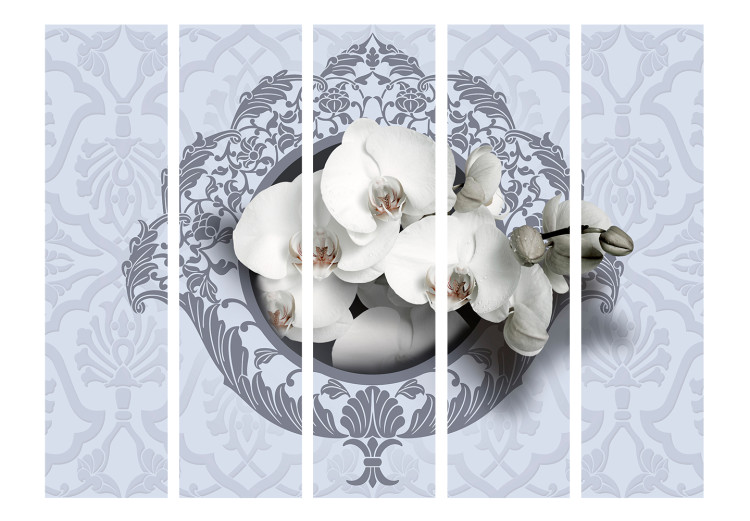 Room Separator Orchids: Royal Pattern II (5-piece) - elegant pattern in flowers 132800 additionalImage 3