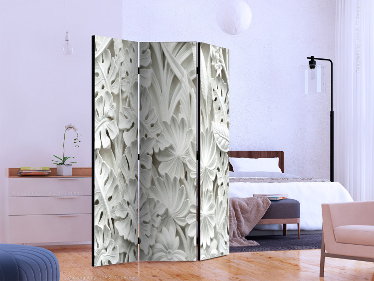 Room Divider Alabaster Garden II (3-piece) - pattern of white flowers and leaves 132900 additionalImage 2