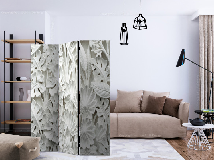 Room Divider Alabaster Garden II (3-piece) - pattern of white flowers and leaves 132900 additionalImage 4