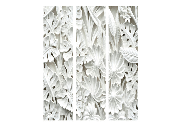Room Divider Alabaster Garden II (3-piece) - pattern of white flowers and leaves 132900 additionalImage 3