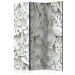 Room Divider Alabaster Garden II (3-piece) - pattern of white flowers and leaves 132900