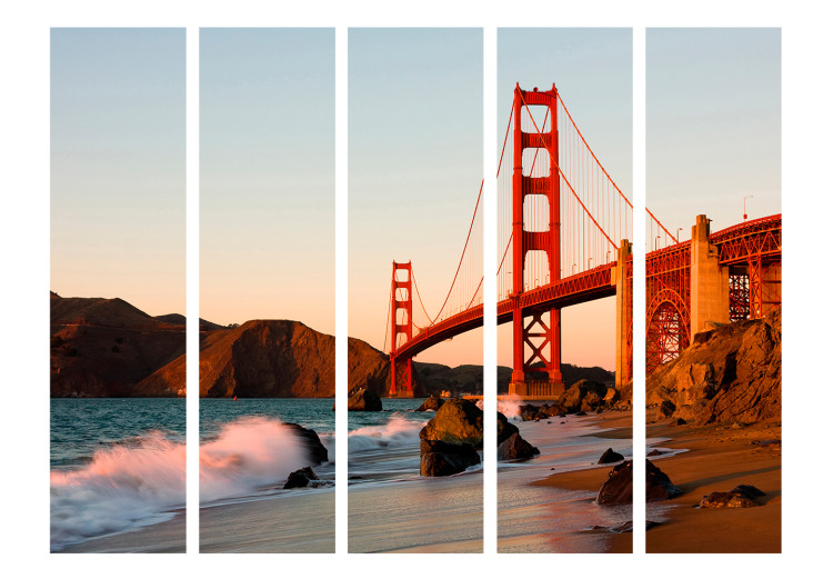 Room Divider Golden Gate Bridge - Sunset (5-piece) - architecture and sea 133000 additionalImage 3