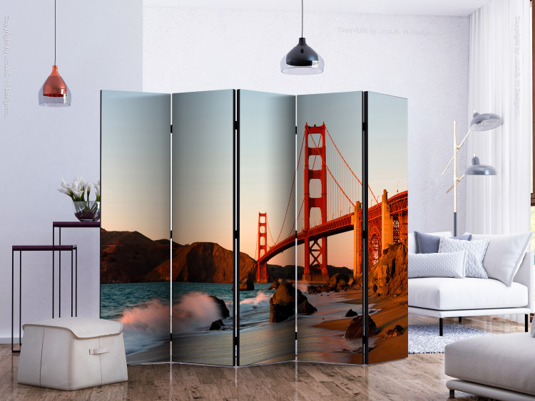 Room Divider Golden Gate Bridge - Sunset (5-piece) - architecture and sea 133000 additionalImage 2