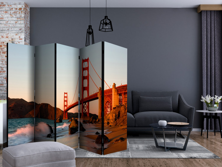 Room Divider Golden Gate Bridge - Sunset (5-piece) - architecture and sea 133000 additionalImage 4