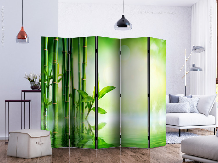 Room Divider Bamboo Grove II (5-piece) - lush green composition in zen style 133100 additionalImage 2