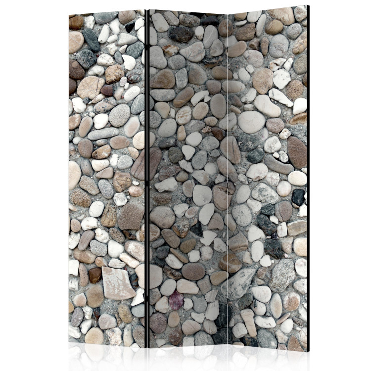 Room Divider Screen Pebbles on the Beach (3-piece) - summer mosaic with colorful pebbles 133200