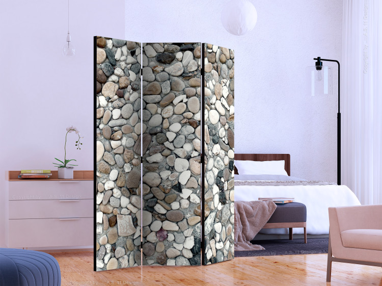 Room Divider Screen Pebbles on the Beach (3-piece) - summer mosaic with colorful pebbles 133200 additionalImage 2