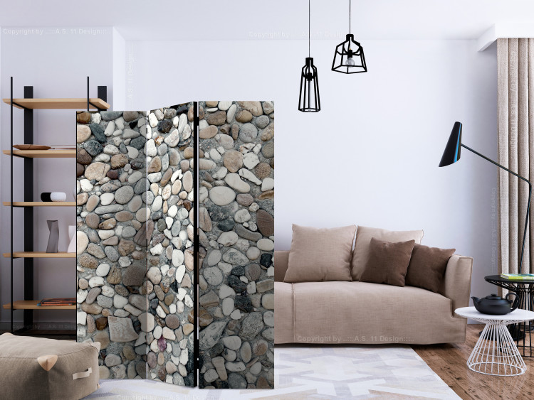 Room Divider Screen Pebbles on the Beach (3-piece) - summer mosaic with colorful pebbles 133200 additionalImage 4