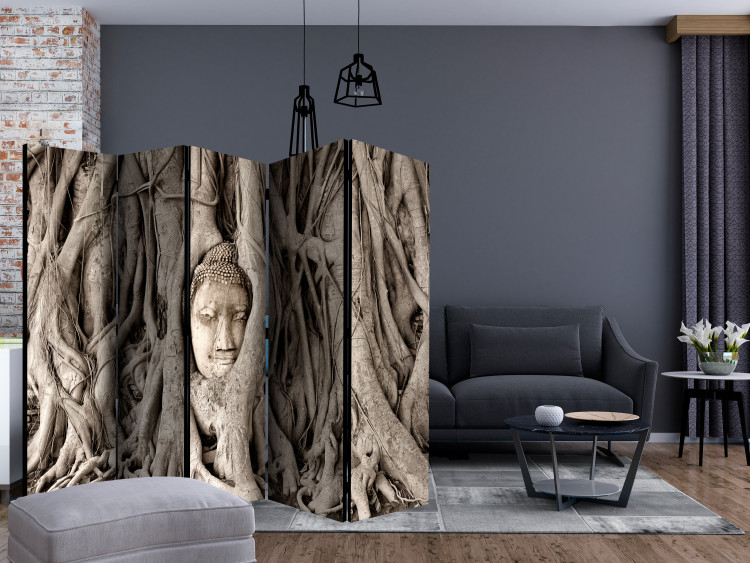 Room Divider Buddha Tree II (5-piece) - sacred figure amidst brown roots 133300 additionalImage 4
