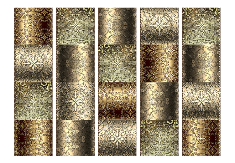 Room Divider Screen Metal Tiles II (5-piece) - elegant composition in ornaments 133400 additionalImage 3