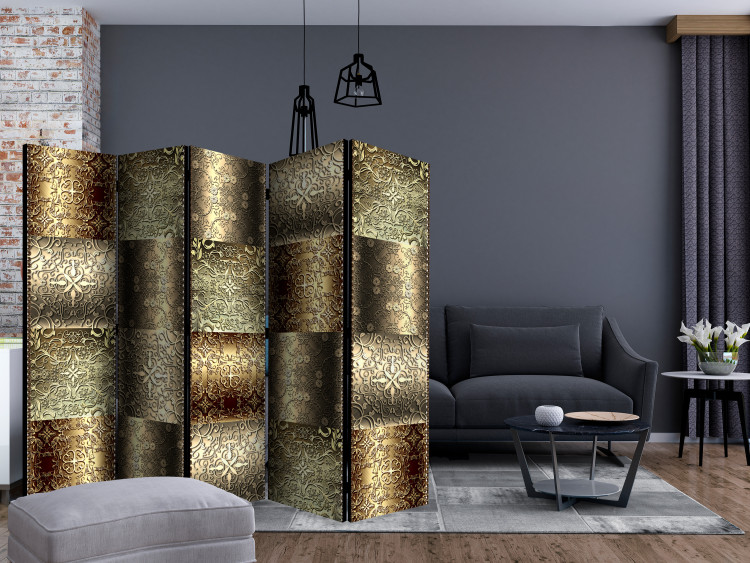 Room Divider Screen Metal Tiles II (5-piece) - elegant composition in ornaments 133400 additionalImage 4