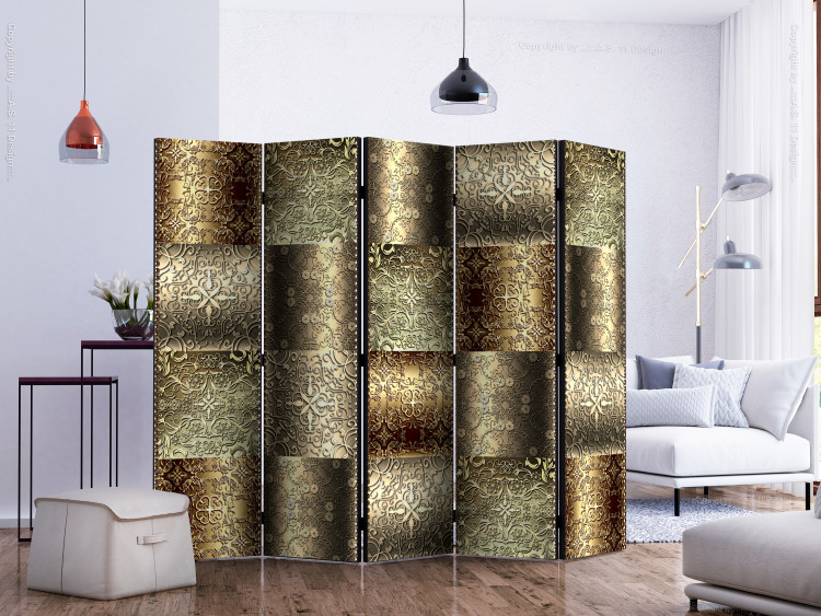 Room Divider Screen Metal Tiles II (5-piece) - elegant composition in ornaments 133400 additionalImage 2