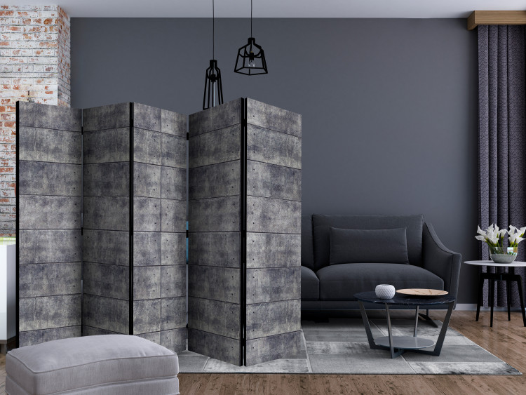 Folding Screen Concrete Fortress II (5-piece) - simple composition with gray background 133500 additionalImage 4