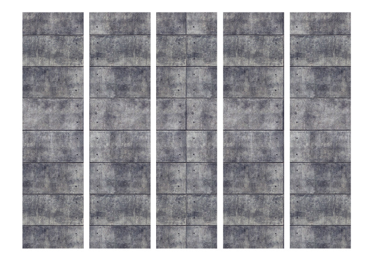 Folding Screen Concrete Fortress II (5-piece) - simple composition with gray background 133500 additionalImage 3