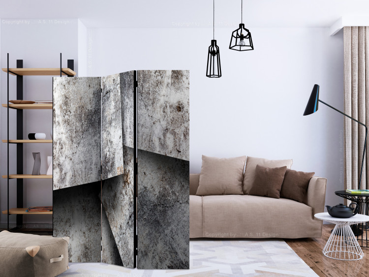 Room Divider Screen Concrete Cards - concrete texture of creative geometric figures 133600 additionalImage 4