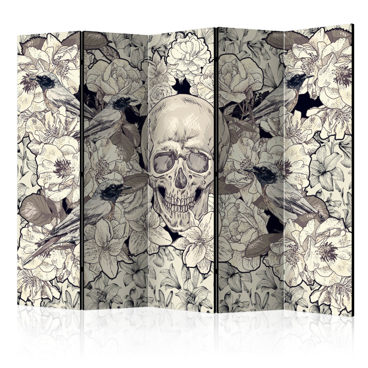 Room Separator Inspired by Art Nouveau II - composition of skull and flowers in retro style 133800