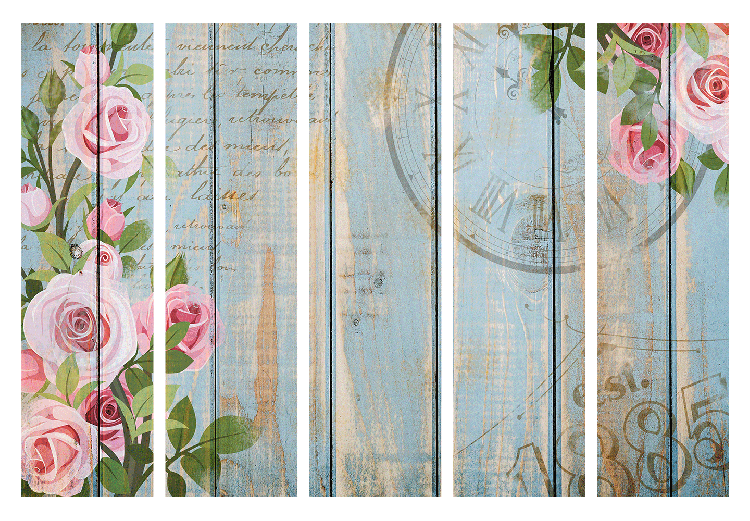Room Divider Vintage Garden II - pink flowers on a background of wooden boards with inscriptions 134000 additionalImage 7
