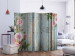 Room Divider Vintage Garden II - pink flowers on a background of wooden boards with inscriptions 134000 additionalThumb 2