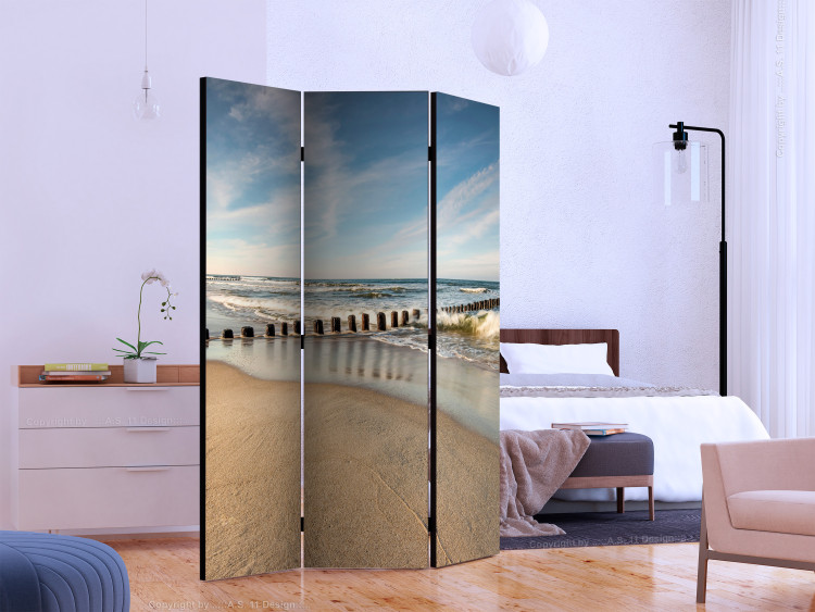 Folding Screen Sea Breeze - seascape and beach landscape against a cloudy sky 134100 additionalImage 2