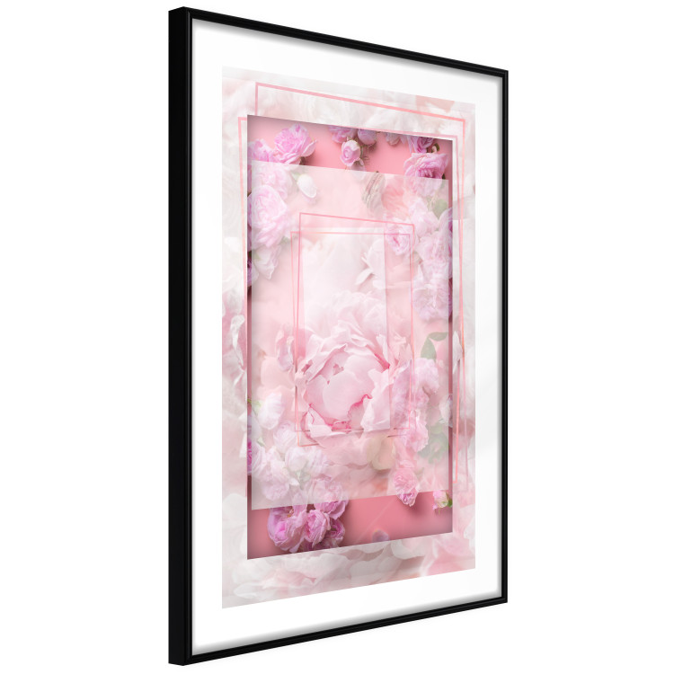 Wall Poster First Love - pink composition of pink flowers with a natural frame 134500 additionalImage 12