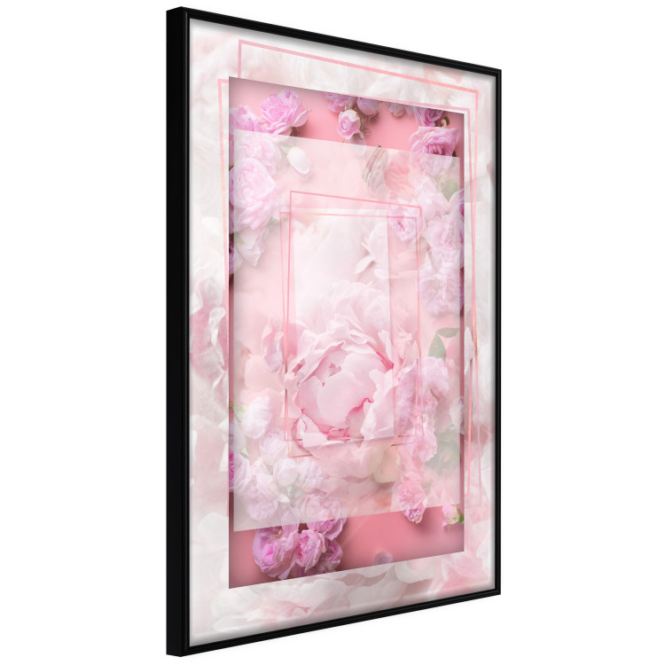 Wall Poster First Love - pink composition of pink flowers with a natural frame 134500 additionalImage 2