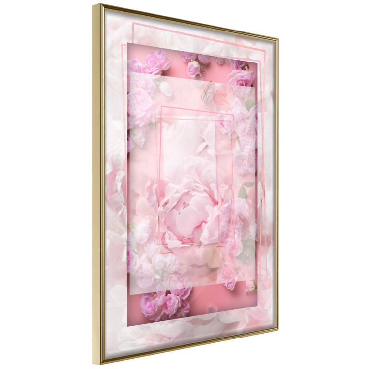 Wall Poster First Love - pink composition of pink flowers with a natural frame 134500 additionalImage 3