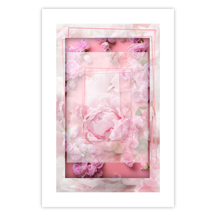 Wall Poster First Love - pink composition of pink flowers with a natural frame 134500 additionalImage 19