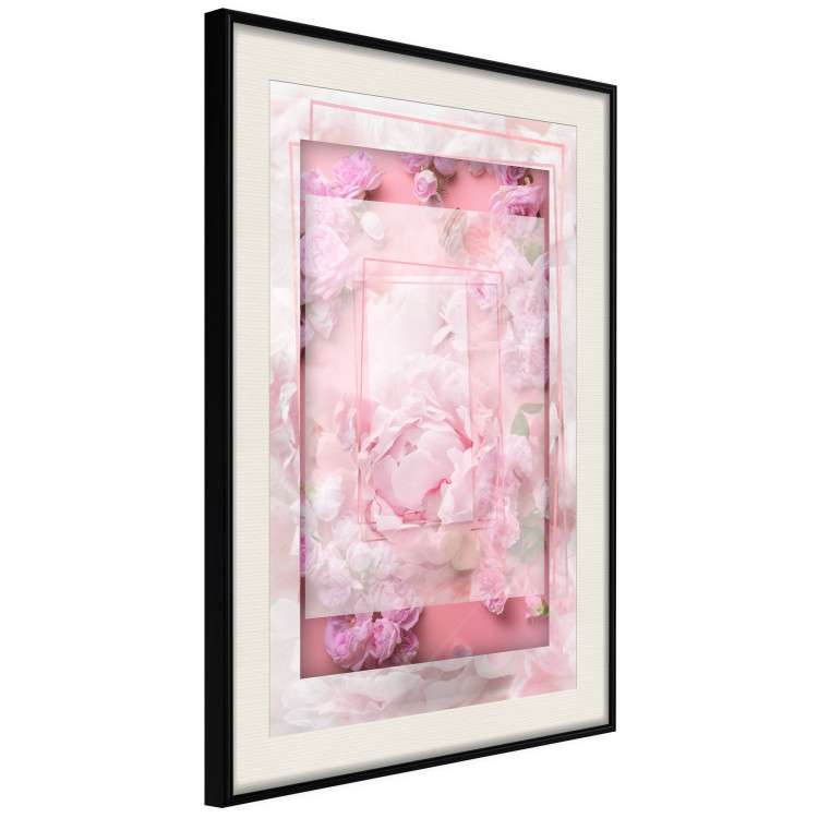 Wall Poster First Love - pink composition of pink flowers with a natural frame 134500 additionalImage 9