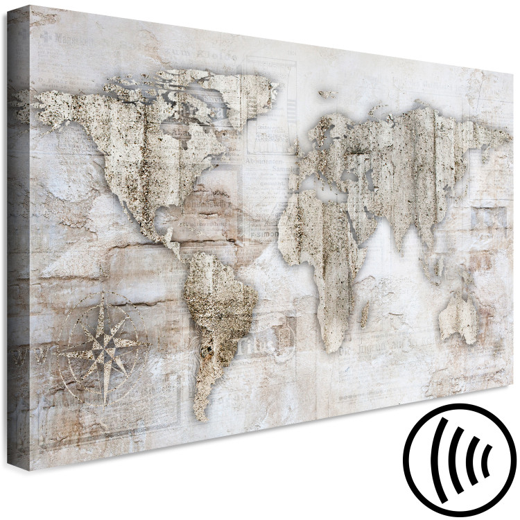 Canvas Print Bright world - contour world map in a beige tone on a light background 134800 additionalImage 6