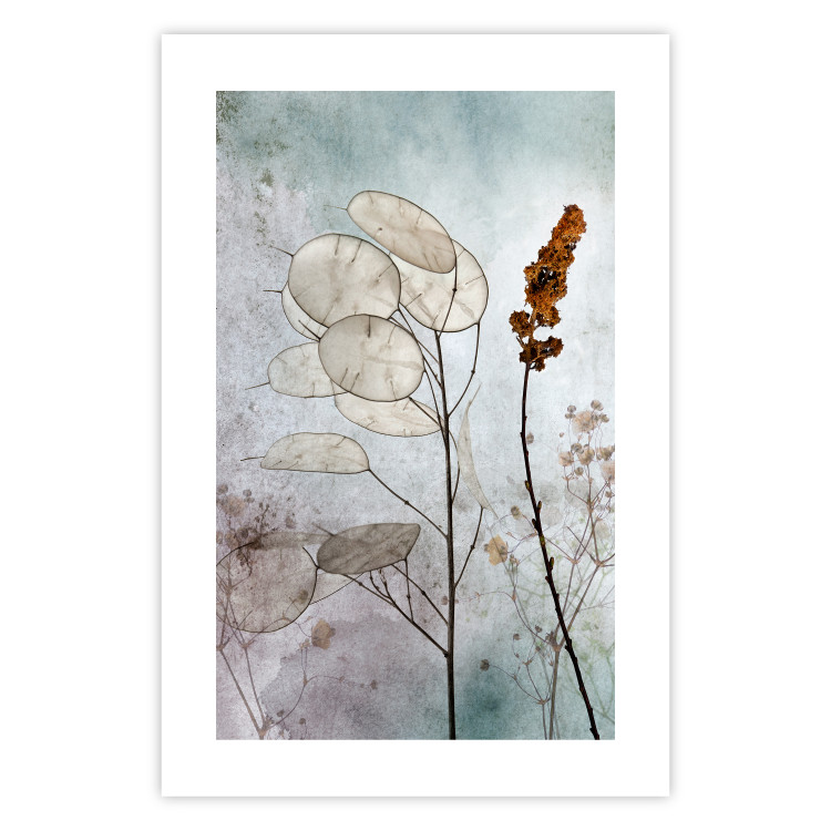 Wall Poster Misty Lunaria - romantic meadow composition with flowers on a light background 135100 additionalImage 25