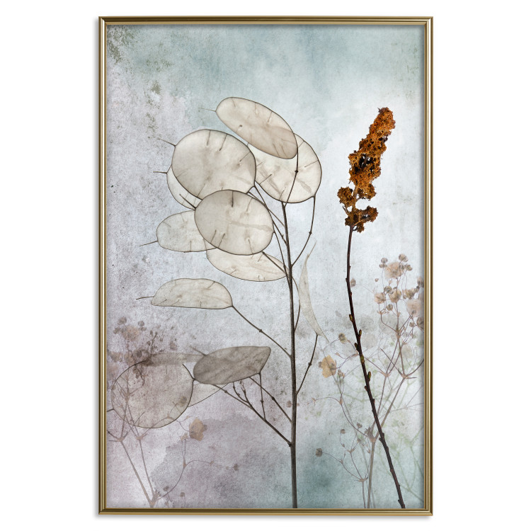Wall Poster Misty Lunaria - romantic meadow composition with flowers on a light background 135100 additionalImage 17