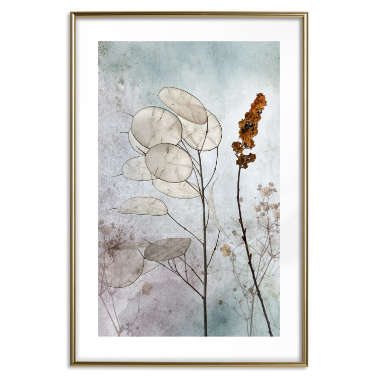 Wall Poster Misty Lunaria - romantic meadow composition with flowers on a light background 135100 additionalImage 14