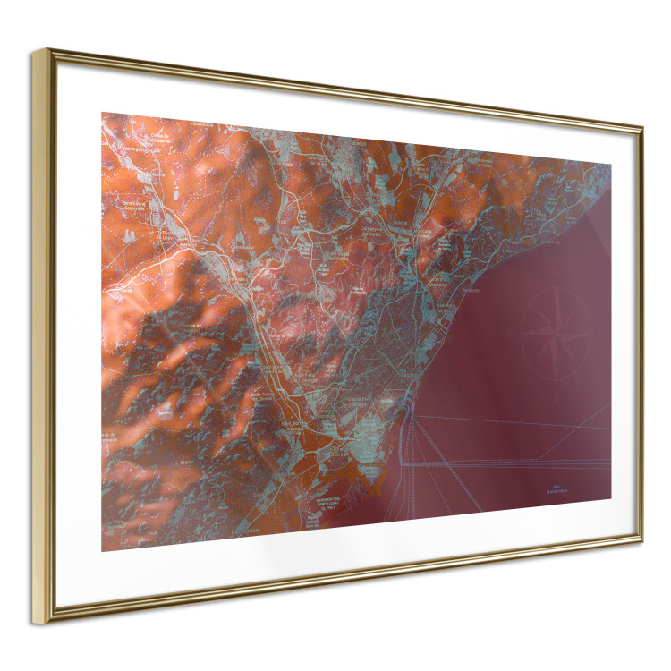 Poster Barcelona Vicinity - abstract and red composition of Barcelona map 135700 additionalImage 4