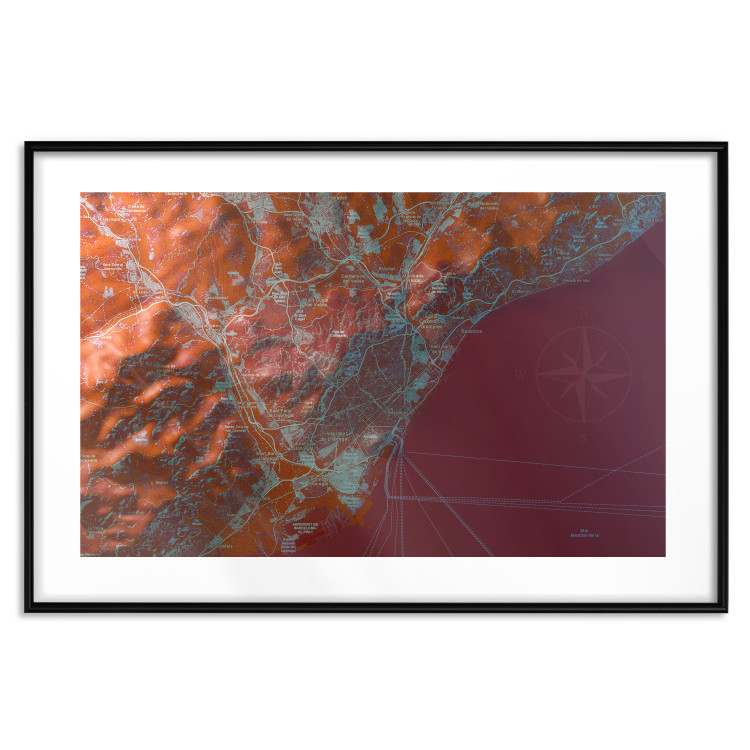 Poster Barcelona Vicinity - abstract and red composition of Barcelona map 135700 additionalImage 15