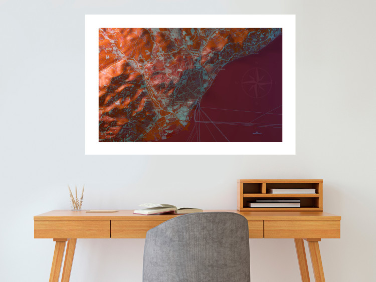 Poster Barcelona Vicinity - abstract and red composition of Barcelona map 135700 additionalImage 12