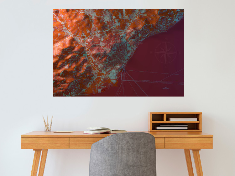 Poster Barcelona Vicinity - abstract and red composition of Barcelona map 135700 additionalImage 3