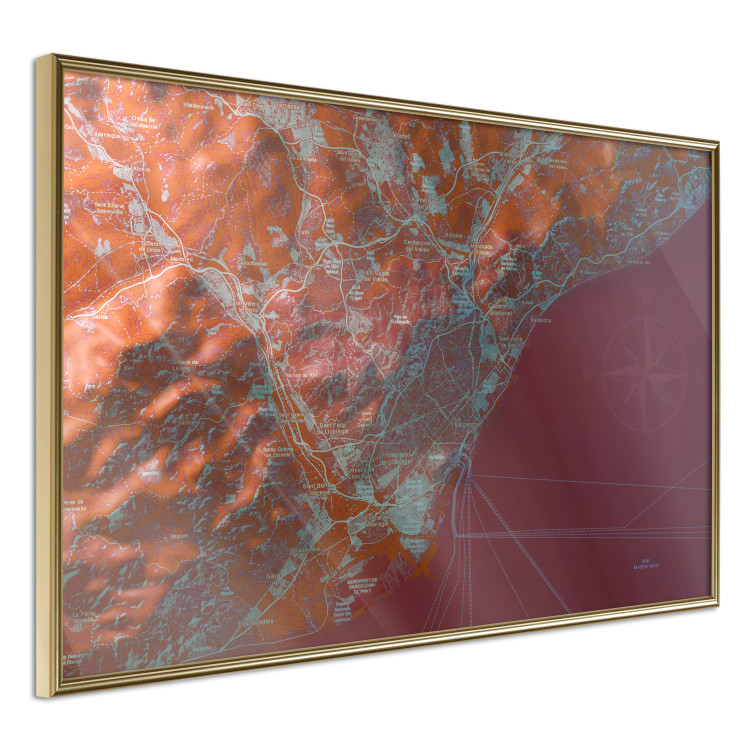 Poster Barcelona Vicinity - abstract and red composition of Barcelona map 135700 additionalImage 9