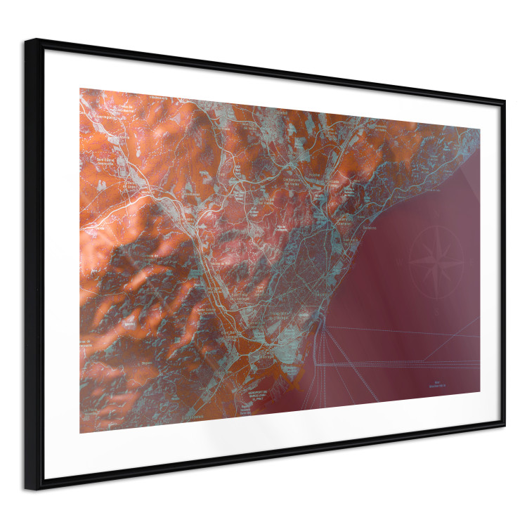 Poster Barcelona Vicinity - abstract and red composition of Barcelona map 135700 additionalImage 2