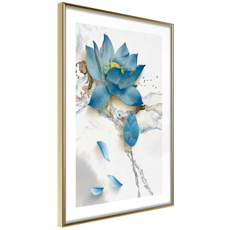 Wall Poster Wildflower - winter composition of a blue flower on a light background 137700 additionalImage 23