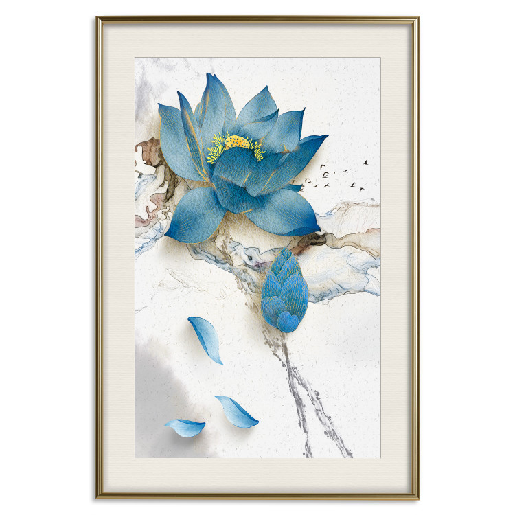 Wall Poster Wildflower - winter composition of a blue flower on a light background 137700 additionalImage 5